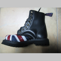 Kožené topánky Steadys 8.dierkové modročierne s Britskou vlajkou na špičke 